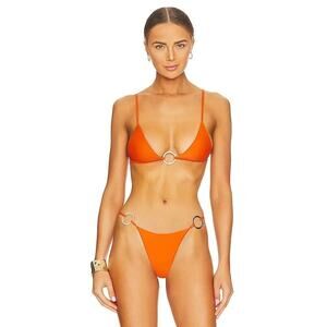 lovewave Keoni Ring Bikini Set Orange Gold Hardware XS/S NWOT